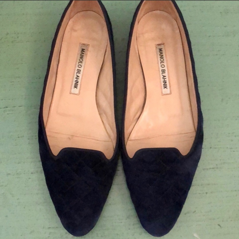 Manolo Blahnik Yak Quilted Suede flats - Picture 2 of 5